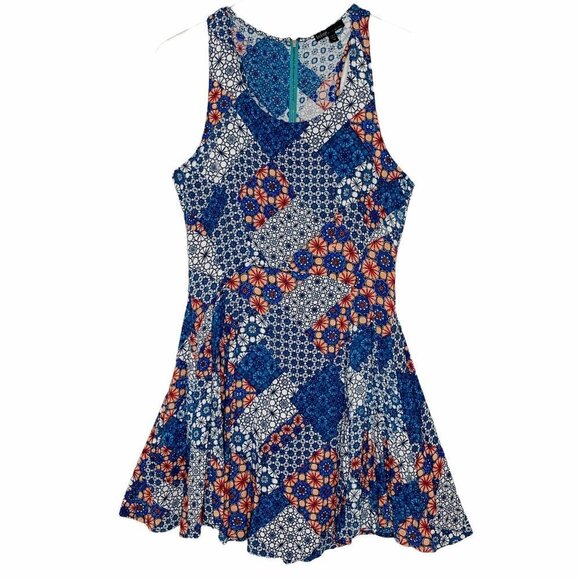 BEBOP Be you be free Dress Mini Turquoise Peach Tanks style Exposed zipper NEW - Picture 5 of 5